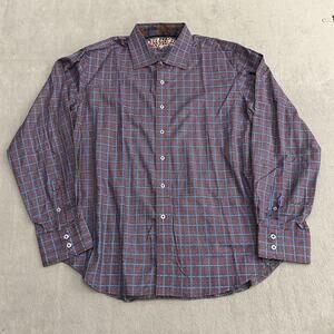 Robert Graham XL Plaid Colorful Shirt Men Flip Cuff Pattern Classic Fit Cotton